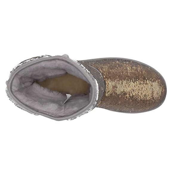 UGG Silver Gold Classic Short Flip Sequin Cosmos - Picture 10 of 15